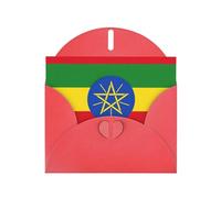 DUWAA Business Flag of Ethiopia print Greeting Cards for Clients and Customers Adult Employees Holiday Greeting, 4" x 6 "