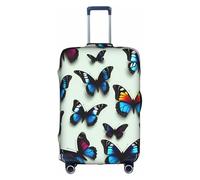 DUWAA Butterfly And Cello Print Luggage Cover Elastic Suitcase Cover Protector Fits 18-32 Inch Suitcase Travel Accessories, White, L