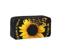 DUWAA Butterfly and Sunflower Print Large Capacity Zipper Pencil Case for School Office College, Big Capacity Pencil Bag Holder Adult