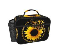 DUWAA Butterfly and Sunflower Print Reusable Lunch Bag for Men Women, Collapsible Designed for Fresh Office Lunches Ideal Gift