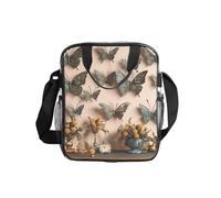 DUWAA Butterfly Decor 02 Print Clear Lunch Bag For Work, Transparent Lunch Tote With Adjustable Strap And Dual Mesh Side Pockets