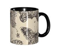 DUWAA Butterfly Pattern01 Print Ceramic Cup With Gift Box, Beautiful Coffee Mugs For Holiday Birthday Gift Coffee Milk 6 Color