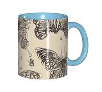 DUWAA Butterfly Pattern01 Print Ceramic Cup With Gift Box, Beautiful Coffee Mugs For Holiday Birthday Gift Coffee Milk 6 Color