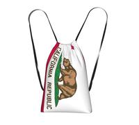 DUWAA California State Flag Print Drawstring Backpack Foldable String Bag Cinch Bag Beach Bag Travel Backpack Anti Tear Gym Bag