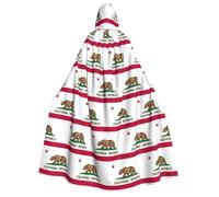DUWAA California state flag print Halloween Hooded Robe Cloak for Adult Men Women Wizard Vampire Knight Fancy Cool Cape Costume