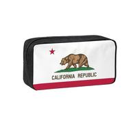 DUWAA California State Flag Print Large Capacity Pencil Case Pencil Pouch with Zipper Portable Pen Case for Office Travel Makeup