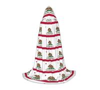 DUWAA California State Flag Print Medieval Cloak Wizard Robe Cloak With Hood Renaissance Cape Halloween Costume Cosplay Prop