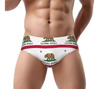 DUWAA California State Flag Print Men'S Briefs Comfort Soft Essentials Underwear With Contour Pouch Breathable Underpants