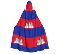 DUWAA Cambodia Flag print Cloak with Hood for Men Women, Hooded Cape Cloak Unisex Halloween Witch Vampire Costume