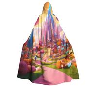 DUWAA Candy Land Print Witch Cloak, Cloak With Hood, Halloween Hooded Cape, Wizard Robe Men Cosplay Costume