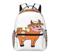 DUWAA Cartoon Cute Cow Print Rucksack Bag For Men Women High-Capacity Vacuum Backpack Multi-Layer Design Travel Backpack