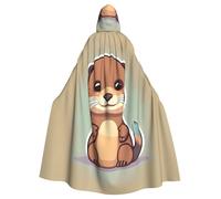 DUWAA Cartoon Cute Otter Print 59inch Carnival Cape, Unisex Adult Hooded Cloak For Halloween Witch Vampire Wizard Cosplay