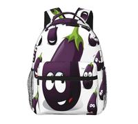 DUWAA Cartoon Eggplant Print Rucksack Bag For Men Women High-Capacity Vacuum Backpack Multi-Layer Design Travel Backpack
