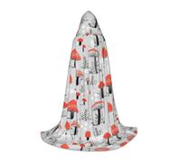 DUWAA Cartoon Mushrooms Print Halloween Hooded Cloak Cape Medieval Style For Christmas Party, Cosplay Masquerade Costumes