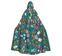 DUWAA Cartoon Science Theme Print Adult Halloween Hooded Cape, Full Length Unisex Cloak For Men Women, For Halloween Cosplay