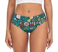DUWAA Cartoon Science Theme Print Women'S Briefs, Full Coverage Soft Underwear, Stretch Panties For Women, Seamless Brief Black