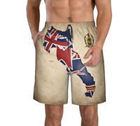 DUWAA Cayman Islands Flag Map01 Print Men's Quick Dry Shorts with Pockets, Summer Beach Athletic Shorts, for Hiking Running Gym White