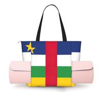 DUWAA Central African Flag Print Large Work Tote Bag with Yoga Mat Holder, Large Size Pocket Everyday Bag for Yoga Gym