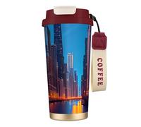 DUWAA Chicago Night Print Stainless Steel Insulated Travel Coffee Mug, Camping Mug,Coffee Tumbler For Men Women