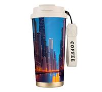 DUWAA Chicago Night Print Stainless Steel Insulated Travel Coffee Mug, Camping Mug,Coffee Tumbler For Men Women