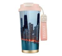 DUWAA Chicago Print Stainless Steel Insulated Travel Coffee Mug, Camping Mug,Coffee Tumbler For Men Women