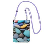 DUWAA Colored Pebbles Print Crossbody Bag For Women, Shoulder Bag Purse, Travel Sport Mini Phone Bag, Phone Wallet, Purple, One Size