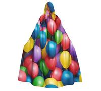 DUWAA Colorful Balloons Blue Sky print Halloween Hooded Robe Cloak for Adult Men Women Wizard Vampire Knight Fancy Cool Cape Costume