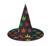 DUWAA Colorful Cannabis Leaves Print Print Halloween Hanging Witch Hats Costume Accessories, Decorations For Home, Yard, Porch-3pcs