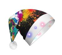 DUWAA Colorful Football Print Led Plush Santa Hat, Funny Christmas Hats For Adults Xmas New Year Party Accessories