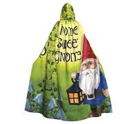DUWAA Colorful Gnomes Print Adult Halloween Hooded Cape, Full Length Unisex Cloak For Men Women, For Halloween Cosplay