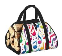DUWAA Colorful Music Notes 1 Print Storage Bag Log Burner Accessories Heavy Duty Tool Bag for Indoor Outdoor Fireplace Storage
