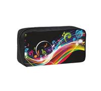 DUWAA Colorful Music Print Large Capacity Zipper Pencil Case for School Office College, Big Capacity Pencil Bag Holder Adult