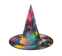 DUWAA Colorful Spray Pattern Print Witch Hat Witches Hats Halloween Women Adult Wizard Men Costume Cosplay Party Accessory-1pcs