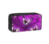 DUWAA Colourful Butterfly Print Large Capacity Zipper Pencil Case for School Office College, Big Capacity Pencil Bag Holder Adult