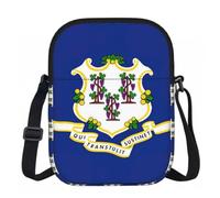 DUWAA Connecticut State Flag Print Adjustable Strap Oxford Sling Bag, Small Water-Resistant Crossbody Purse For Travel
