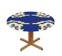 DUWAA Connecticut State Flag Print Oxford Fitted Table Cover For Patio Picnic, Waterproof Round Tablecloth For Home And Outdoor