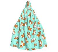 DUWAA Corgi Cute Dog print Men's Cosplay Cloak Robe Costume Halloween Hooded Uniform Medieval Cloak Wizard Robe