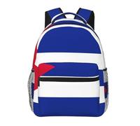 DUWAA Cuban Flag Print Shoulder Bag With 1 Large, 1 Front And 2 Side Pockets, Adults Water-Resistant Bookbag Backpack