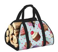 DUWAA Cupcake Pattern Print Large Fire Wood Sling Carrier with Handles for Easy Transport Carrying and Wood Stove 48×101cm