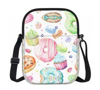 DUWAA Cupcakes Donuts Muffins Sugar Print Adjustable Strap Oxford Sling Bag, Small Water-Resistant Crossbody Purse For Travel