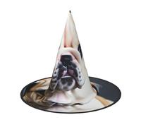 DUWAA Cute Bulldog Puppy 1 Print Witch Hat, Wizard Hat Cosplay Accessories For Halloween Costume Party Masquerade Carnivals-3pcs