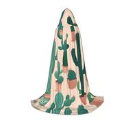 DUWAA Cute Cactus Print Halloween Hooded Cloak Cape Medieval Style For Christmas Party, Cosplay Masquerade Costumes