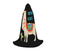 DUWAA Cute Cartoon Llama Cactus Print Halloween Hooded Cloak Cape Medieval Style For Christmas Party, Cosplay Masquerade Costumes