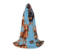DUWAA Cute Dachshound Dogs Print Halloween Costume Clothes Halloween Medieval Costume Cape For Women Men Renaissance Hooded Cloak