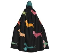 DUWAA Cute Dachshound Dogs print Men's Cosplay Cloak Robe Costume Halloween Hooded Uniform Medieval Cloak Wizard Robe