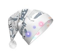 DUWAA Cute Dachshund Dog Print Light Up Christmas Hat, Glow Lighted Santa Cap With Colorful Led Strip Light For Adults