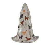 DUWAA Cute Horse Print Halloween Hooded Cloak Cape Medieval Style For Christmas Party, Cosplay Masquerade Costumes