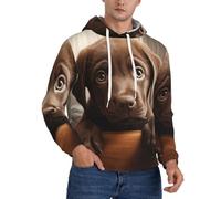 DUWAA Cute Labrador Dog 1 Print Men'S Hooded Sweatshirt, Long Sleeve Pullover Sweatshirt With Pockets, For Casual Athletic Black