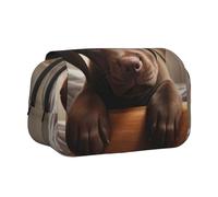 DUWAA cute Labrador Dog 1 print Pen Pencil Case with Zipper Clear Makeup Color Pouch Cosmetics Bag Multi-Purpose Stationary Bag