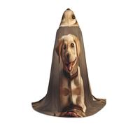 DUWAA Cute Labrador Dog Print Halloween Hooded Cloak Cape Medieval Style For Christmas Party, Cosplay Masquerade Costumes